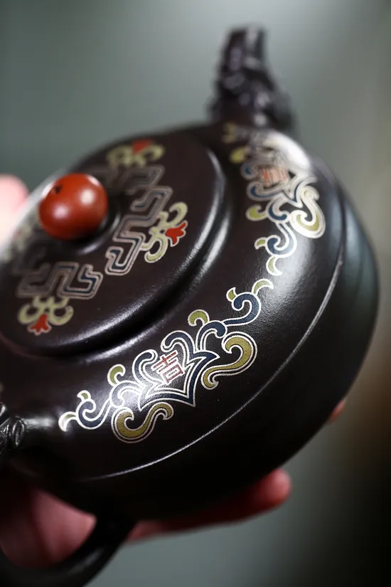 紫砂壺 高黑料雙國工新品 鴻運當頭套組 2