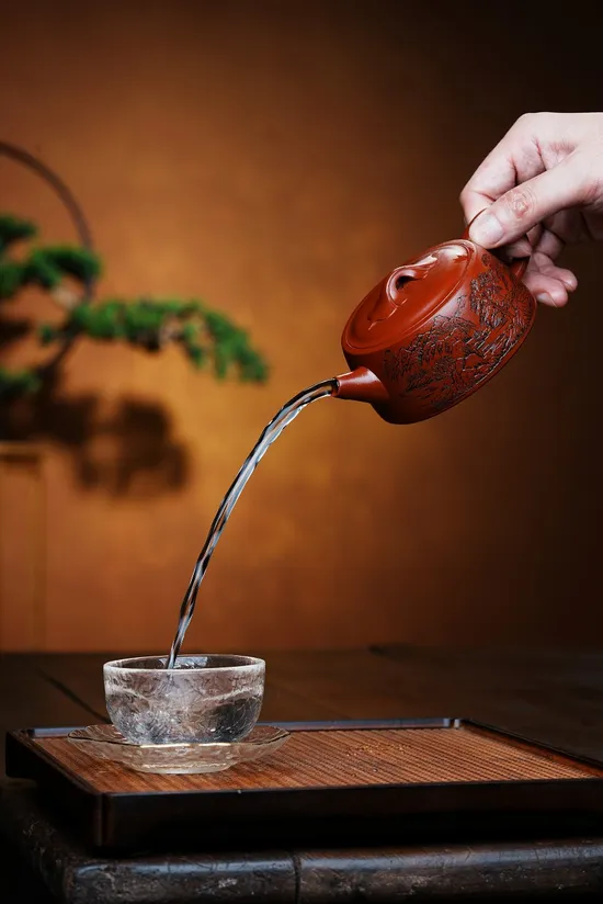 紫砂壺範建新國工精品通刻山水如意井欄 1