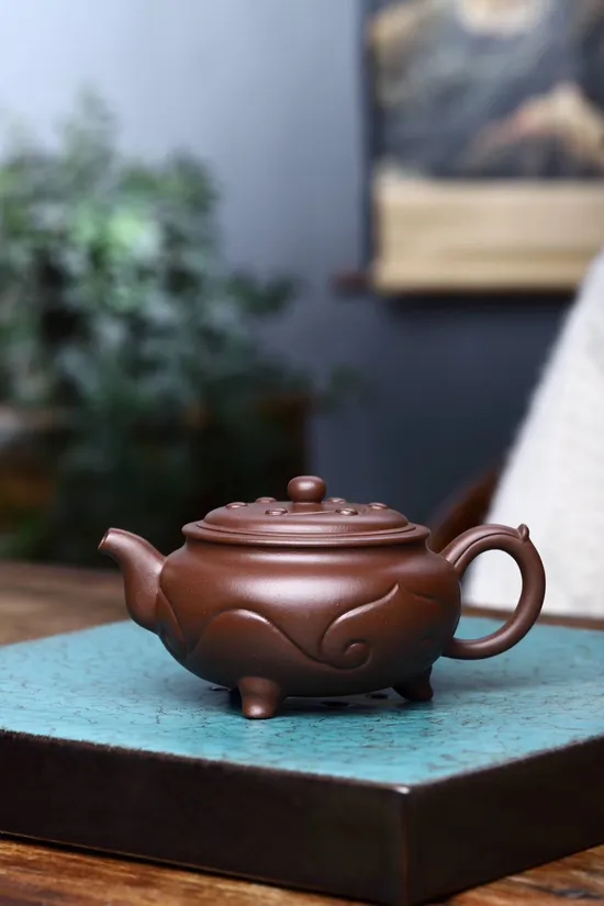 紫砂壺【三足如意】原礦紫泥手工製作收藏佳品 1