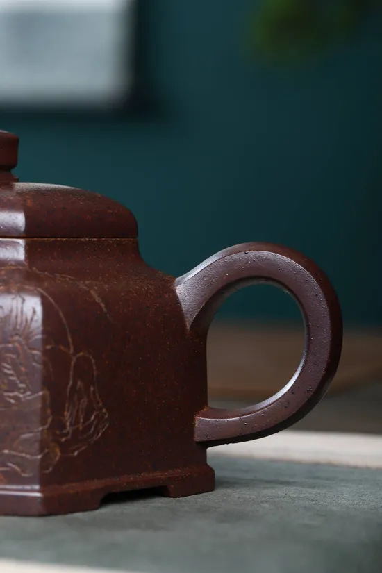 紫砂壺收藏佳品範錫軍六方井欄柴燒茶具 1