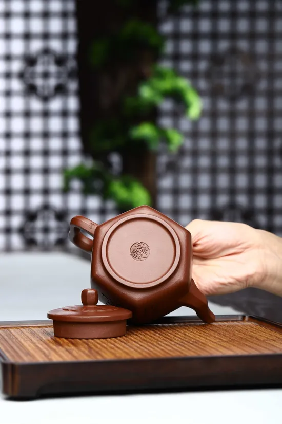 強濟人六方宮燈紫砂壺原礦底槽清手工製作 2