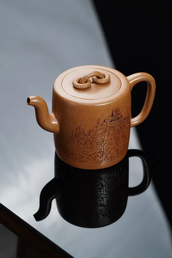 紫砂壺雙圈經典款原礦老段330cc7孔 1