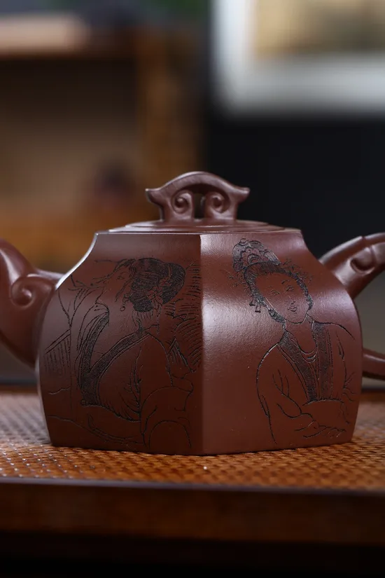 紫砂壺手工製作國工推薦六方如意玫瑰泥料 2