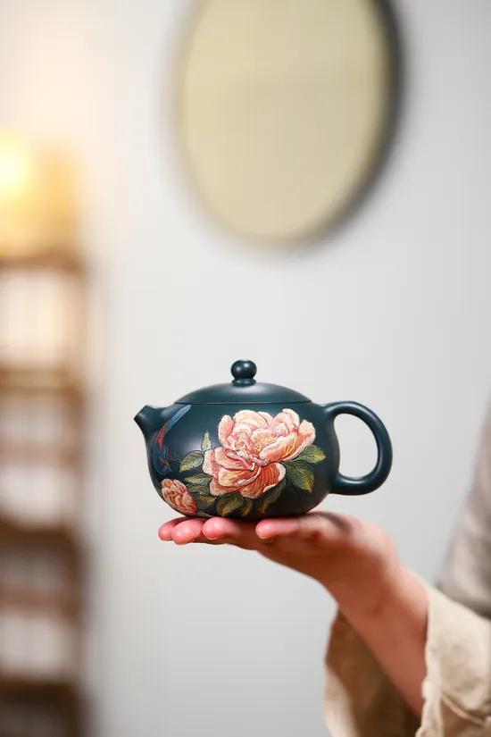 楊鵬作品紫砂壺 粉彩工藝開花富貴西施 1