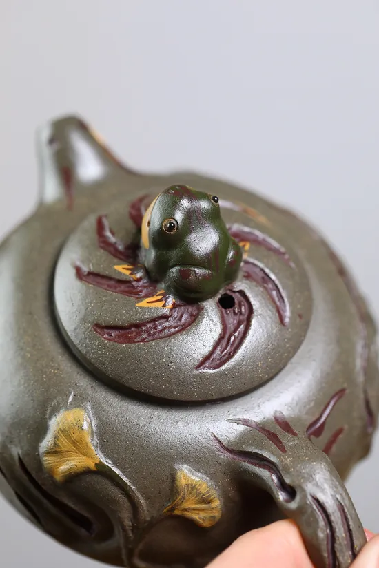 紫砂壺樹蛙套組原礦青段手工製作 1