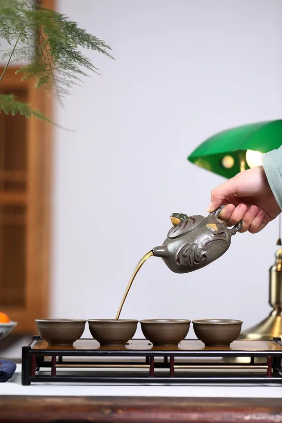 紫砂壺樹蛙套組原礦青段手工製作 2