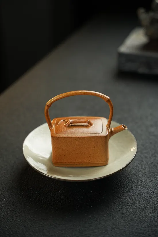 紫砂壺竹韻提樑精工110cc黃金段柴燒手工茶具 1