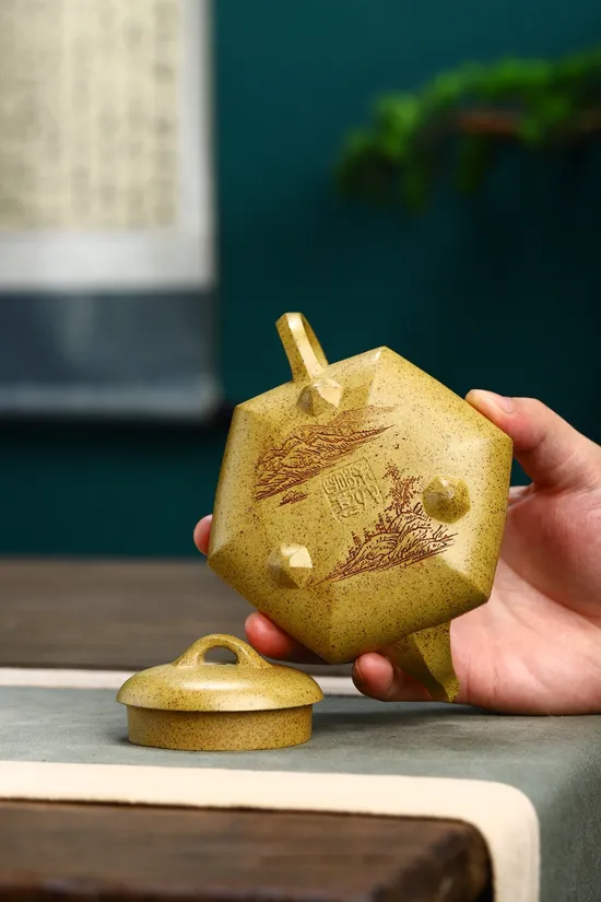 紫砂壺國工新品六方漢棠石瓢手工精製 1