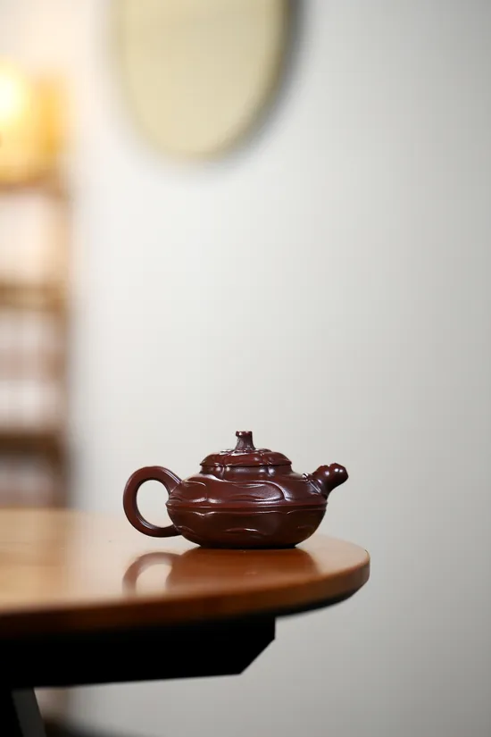 紫砂壺風卷葵國工楊軍保原礦古烏泥180cc手工精製 2