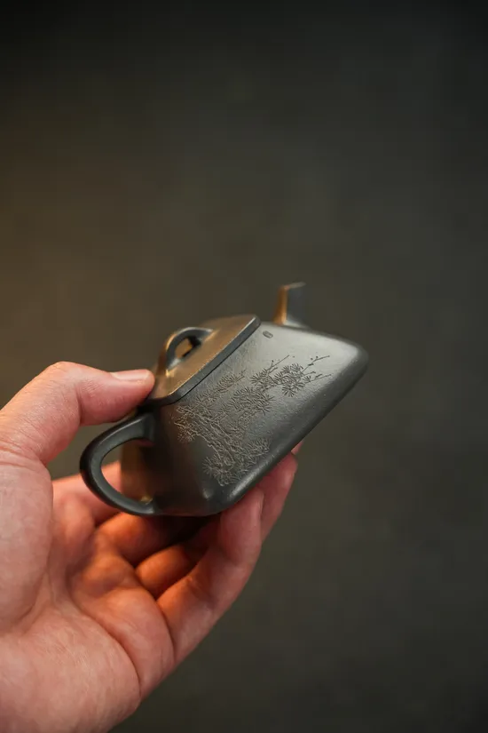 紫砂壺四方小石瓢精工款130cc原礦青灰料 1