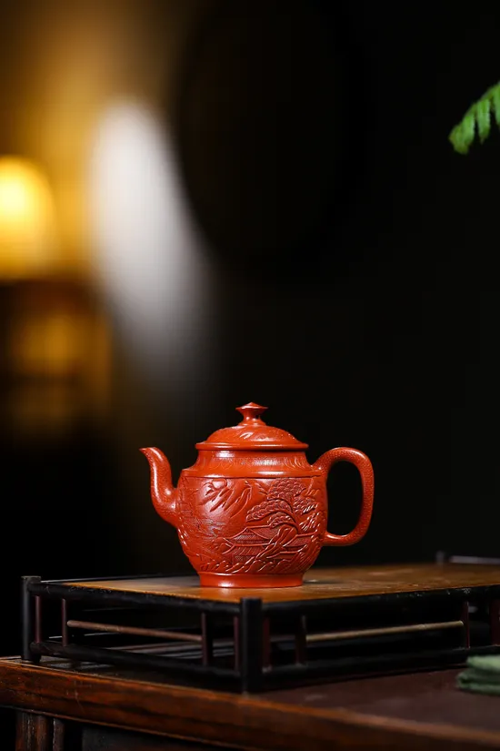 紫砂宮燈壺 280cc 大紅袍手工製作 1