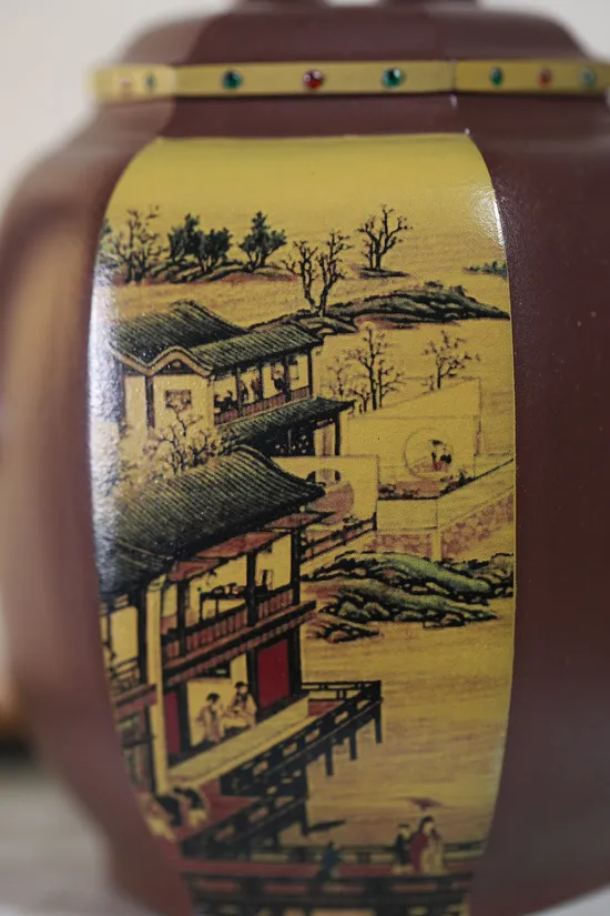 紫砂壺唐卡加鑲鑽工藝清代十二月令圖六方宮燈 2