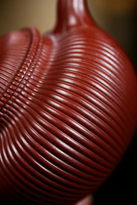 徐六明紫砂壺 筋紋蓮子 龍血砂手工製作 2