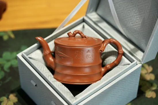 紫砂壺竹段全手200cc原礦朱泥 1