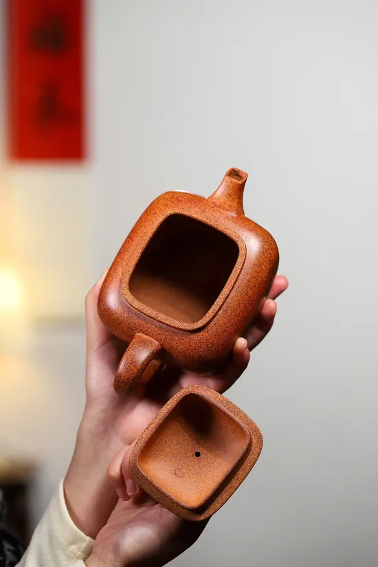 紫砂壺名家楊軍保四方橋頂500cc沉香玉段手工製作 2