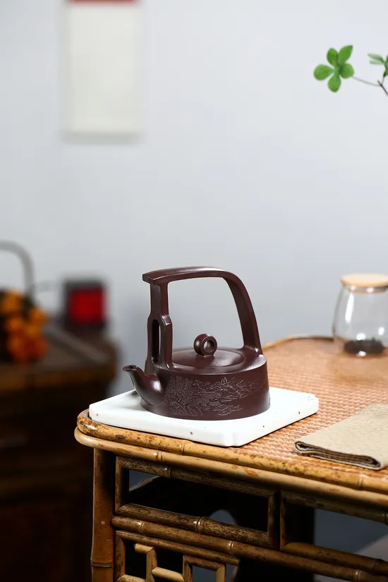 紫砂壺 鷓鴣提樑 原礦紫泥 精工藝品 1