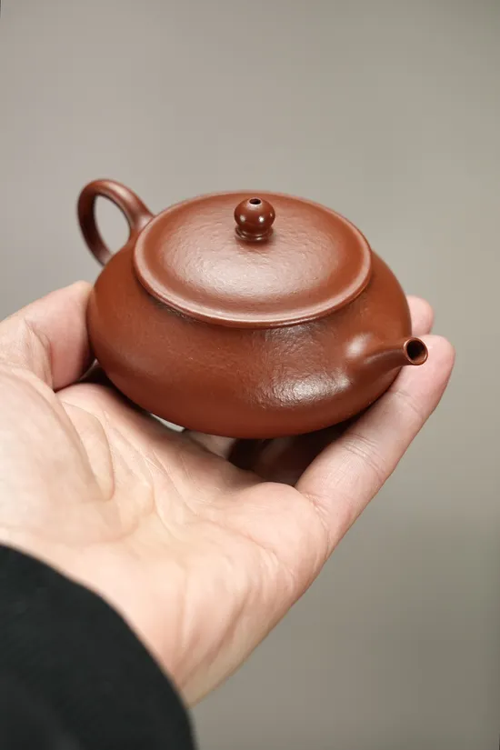 紫砂壺宣爐粗砂朱泥110cc9孔手工製作 2