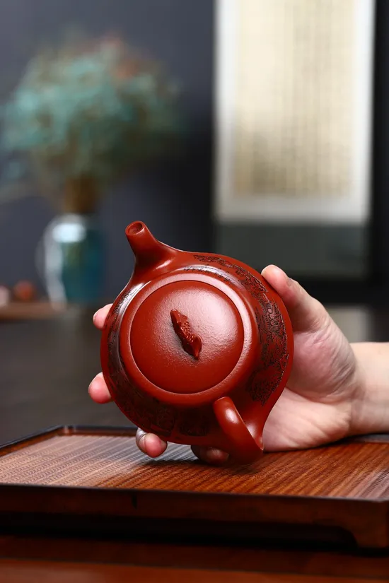 紫砂壺範建新國工精品通刻山水魚龍 2