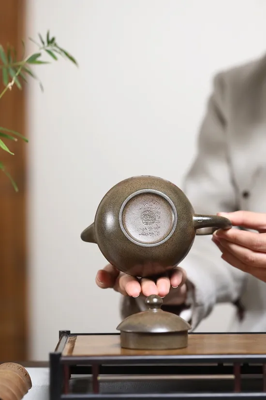 紫砂壺龍蛋國藝師鮑玉華柴燒葵金砂茶具 1