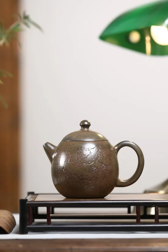 紫砂壺龍蛋國藝師鮑玉華柴燒葵金砂茶具 2