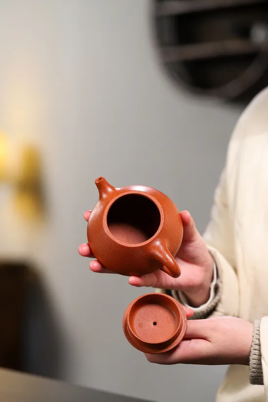 紫砂壺全手工石瓢220cc家藏九九紅降坡泥 2