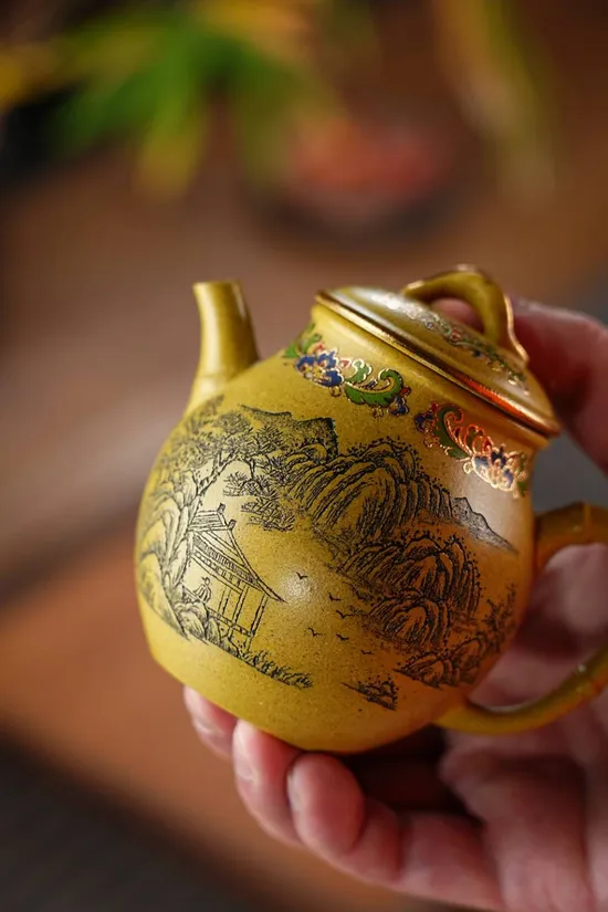 紫砂壺範建新將軍竹玫瑰冷黃金收藏佳品 2