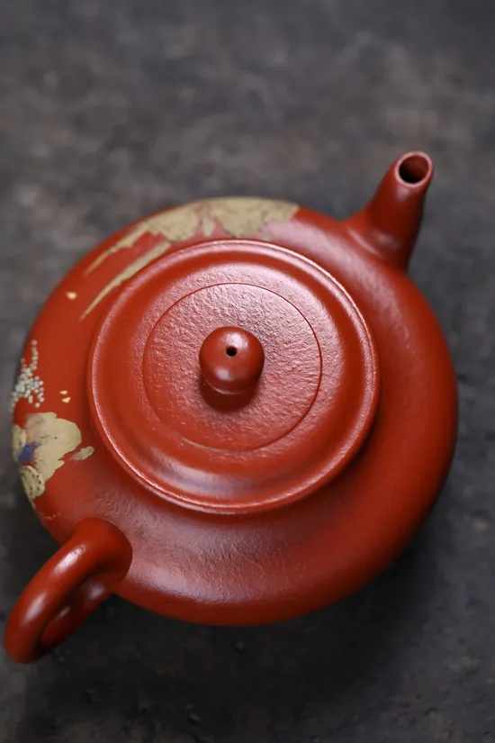 紫砂壺虛扁柯俊芬原礦大紅袍240cc茶具 1