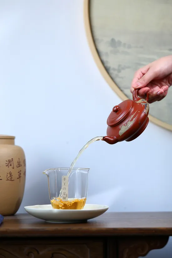 紫砂壺虛扁柯俊芬原礦大紅袍240cc茶具 2