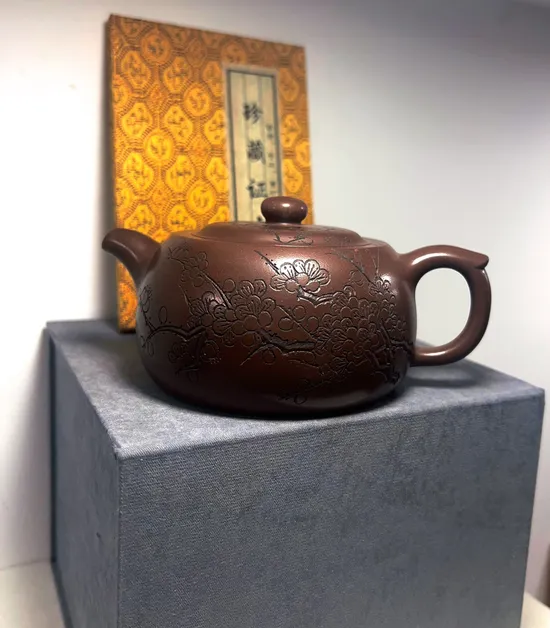 全手工井欄壺 紫砂茶具 精緻文革老紫泥 1