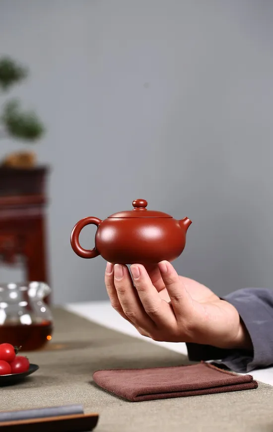 紫砂壺 工藝美術師柯俊芬 扁西施 原礦大紅袍 2