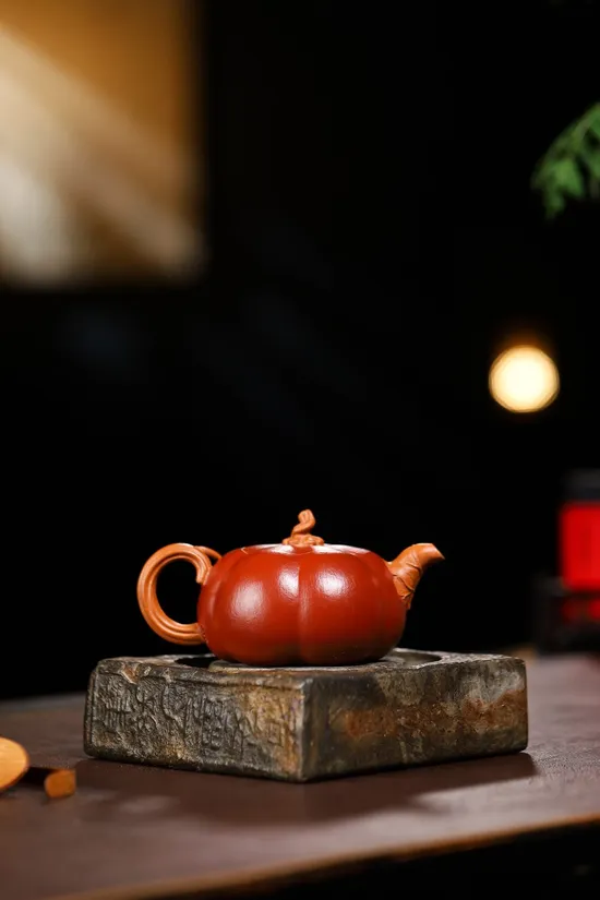 紫砂壺南瓜段泥粉大紅袍粉綠泥楊鵬260cc藝術收藏 1