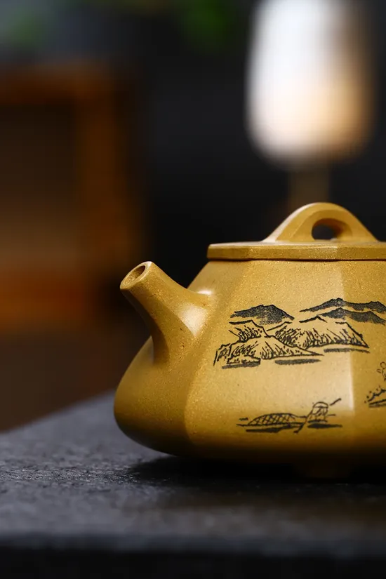 紫砂壺收藏級八方石瓢強 黃金段泥手工製作 2
