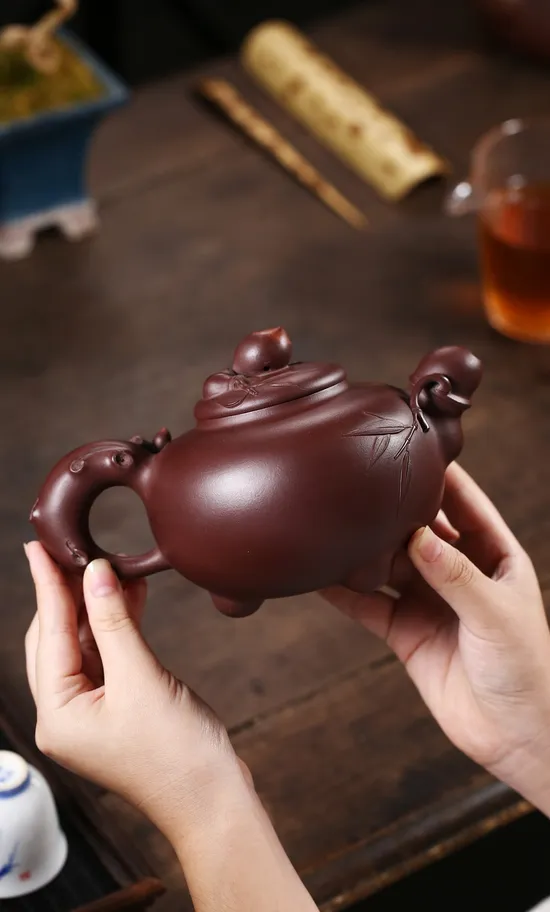 紫砂壺壽桃壺高俊傑手工製作 2