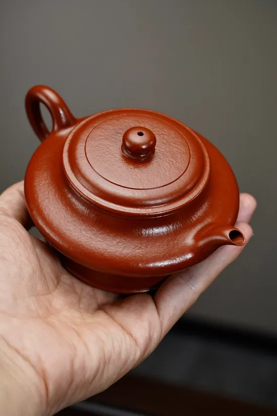紫砂壺高虛扁手工製作朱泥茶具 2