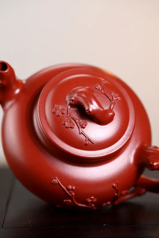 國工新品梅報春紫砂壺原礦大紅袍手工製作 1