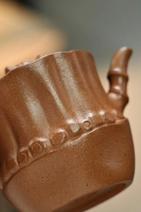 紫砂壺竹根把玩器原礦老段泥140cc內推孔 2