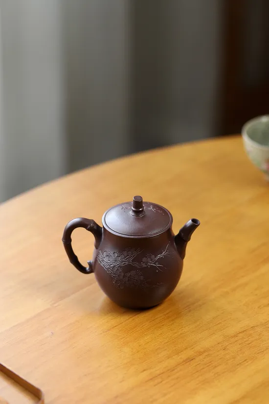 紫砂壺秀竹國工精品老紫泥170cc 1