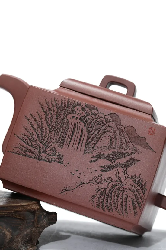 亞明四方紫砂壺 金獎工藝美術師範立君製作 1