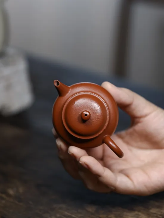 國工方勤平全手工芭樂水平紫砂壺朱泥90cc 1