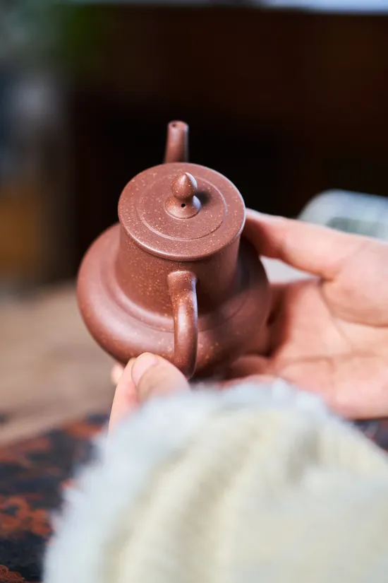 國工精選紫砂壺 宮燈式原礦紫檀泥150cc 2