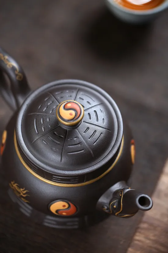紫砂壺 太極八卦 高黑料 工藝美術師製 1
