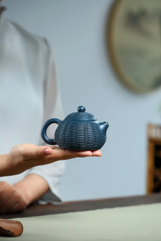 竹編玉乳紫砂壺國藝師創作 2