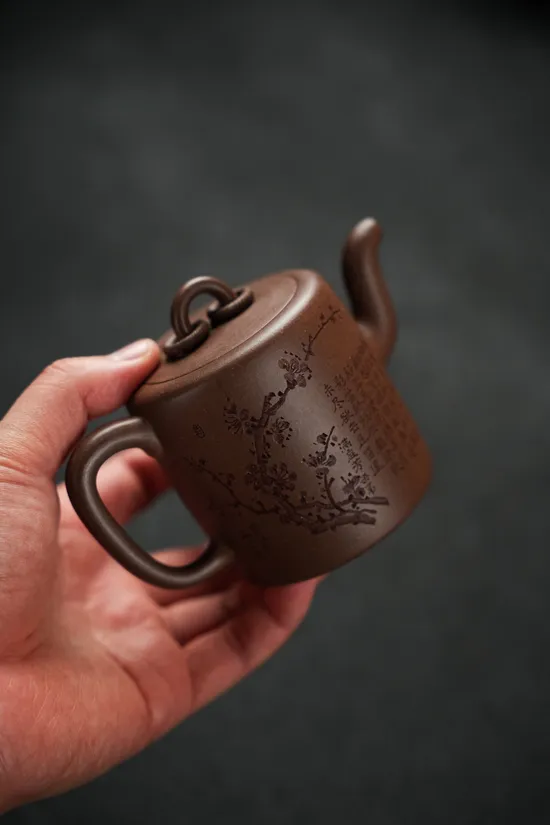 雙圈慕古紫砂壺240cc 紫泥原礦沉香段 慕古經典型 1