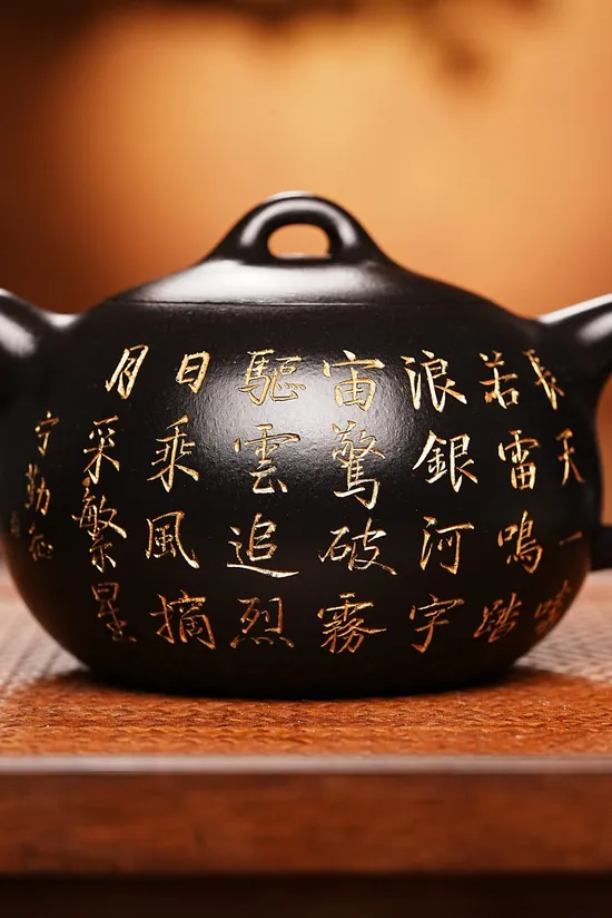 紫砂壺範建新黑金砂圓珠工藝茶具 2