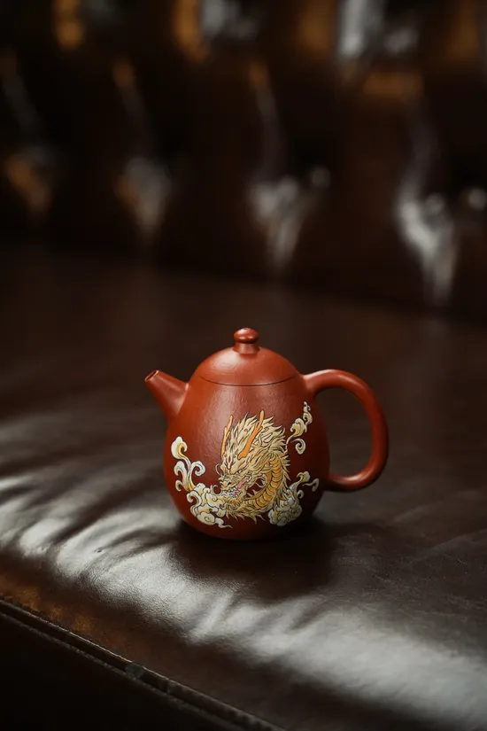 紫砂壺龍蛋全手工200cc優質朱泥手工泥繪 2