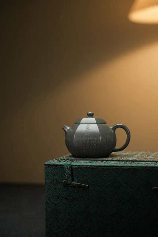 紫砂壺六方西施慕古200cc原礦青灰料高品質手工製造 1