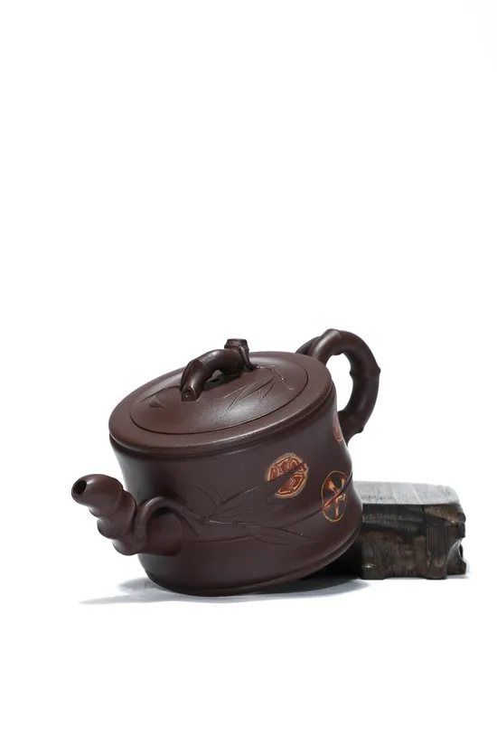 紫砂壺一品竹段國家工藝美術師余文元原礦老紫泥220cc 1