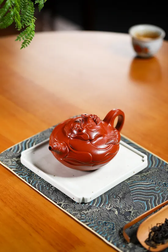 風卷葵紫砂壺 黃龍山大紅袍手工製作 2