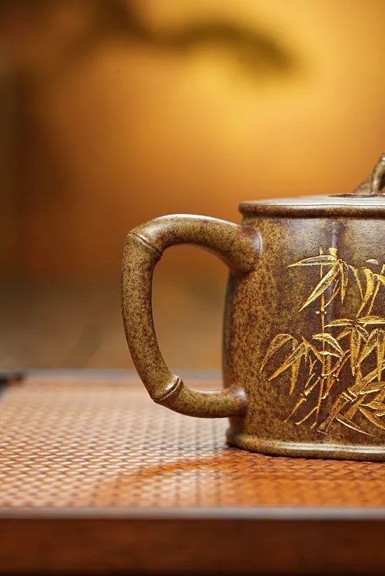 紫砂壺雅竹吉祥強虎皮金砂手工製作 2