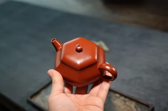 紫砂壺朱泥六方160ml手工製作 1